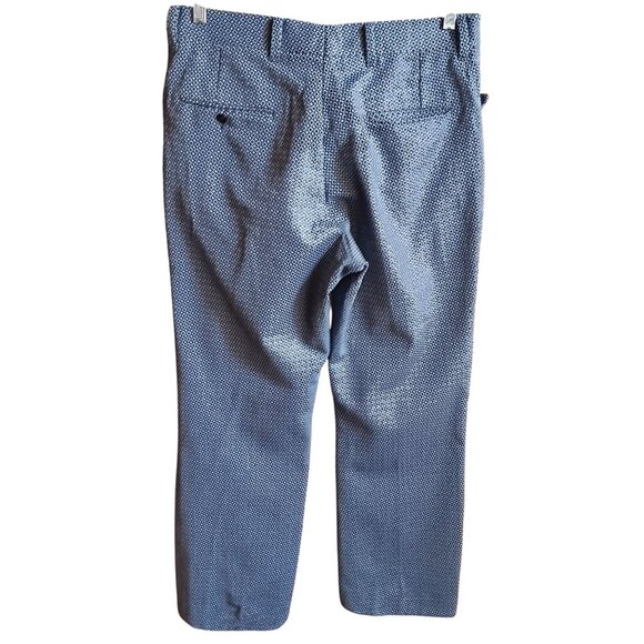 32x29 True Vintage Disco Pants Geometric Patterned Blue 1970's Flare Knit Mod - Picture 2 of 7